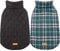 Kuoser Hundemantel Winter, Hundejacke für Mittelgroßer Hunde, Grosse Hundemantel Fleece Wasserdicht und Warm, Outdoor Hundemantel mit Geschirr Loch Karierte Wendejacke, L