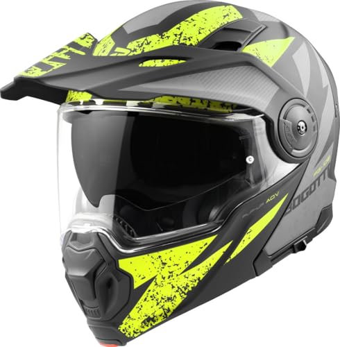 Bogotto FG-102 Safari Casque d’Enduro en Fibre de Verre, Schwarz Matt/Grau/Gelb, XL