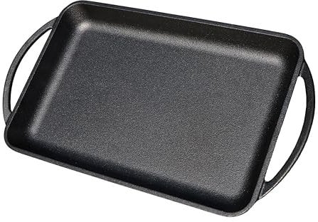 Kitchenbear - Grillplatte aus Gusseisen inkl. Silikonmatte - geeignet für Induktion, Gas, Ceran, Backofen, Grill und offenes Feuer (Taste)