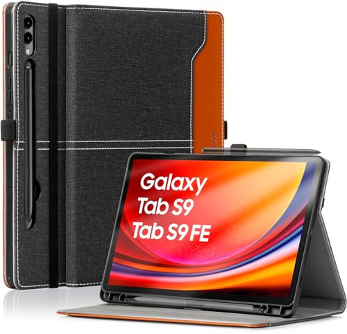 DLveer Hülle für Samsung Galaxy Tab S9 FE 10,9 Zoll/Galaxy Tab S9 11 Zoll, PU-Leder Multi-Winkel Ständer Schutzhülle mit S Pen Halter und Auto Schlaf/Wach Funktion,Denim Schwarz