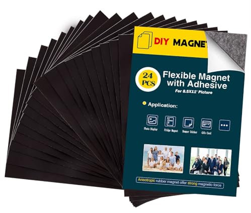 21,6 x 27,9 cm Magnetbögen für Briefgröße, magnetische Blätter zum Abziehen und Aufkleben, mit selbstklebendem Klebstoff, schneidbar, verwandle deine Designs einfach in Magnete, 24er-Pack