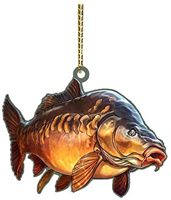 Weihnachtsbaum Deko, Personalisierte Green Bass Fish Forellenflache 2D Weihnachtsschmuck Baumschmuck Rückspiegel Zubehör Mini Weihnachtsschmuck Lustige Weihnachtskugeln Weihnachtsbaum (L, One Size)