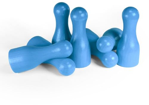 Spieltz Riesen Spielfiguren für XXL Brettspiele: Halmakegel groß aus Holz, 25/60 mm. Flaschenkegel, gut zu greifen. Extra große Spielkegel (hellblau, 10 Stück)