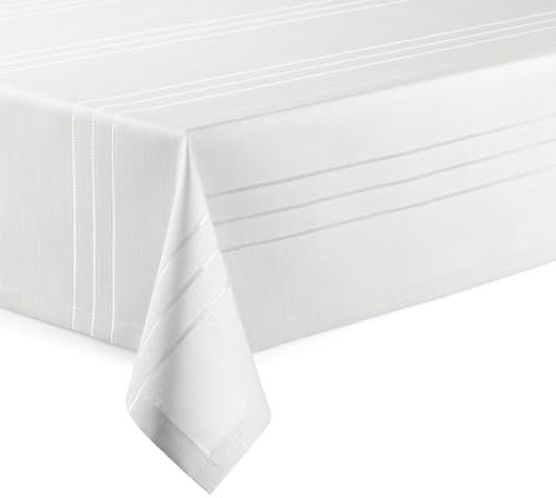 Hochwertige Tischdecke mit Saumrand Eleganza Weiß Eckig 110 x 220 cm pflegeleicht