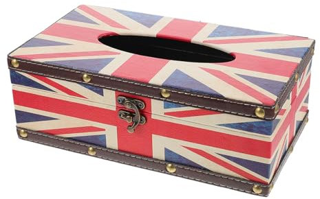 Zerodeko Tischständer Kasten Retro-Papierbox Schreibtischablagen Stoffbezug im Retro-Stil Retro-Taschentuchbox Dekorative Taschentuchbox Papiertücher Papierhandtuchhalter Haushalt Holz Groß