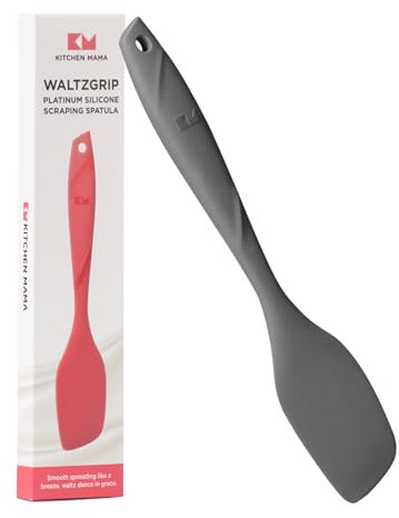 Kitchen Mama Silikonschaber: Hitzebeständig, spülmaschinenfest, mit ergonomischem Griff, stabil – perfekt zum Mischen, Schaben, Backen und Verteilen, Platin WaltzGrip (Metallgrau)