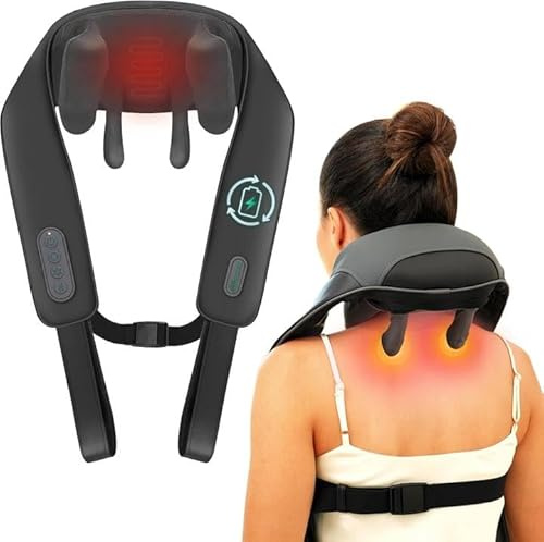 Snailax Neck Massager for Neck Pain Shoulder, Cordless Shiatsu Massager for Back, 6D Deep Tissue Kneading, Lightweight Snap-on Massagers for Home Office Use, Birthday Gifts for Women Men