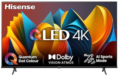 Hisense TV 75 QLED 4K 75E77NQ, Smart TV VIDAA U7, Dolby Vision, HDR 10+, Game Mode Plus, Dolby Atmos, Alexa Built-in, VIDAA Voice, Tuner DVB-T2/S2 HEVC 10, lativù 4K