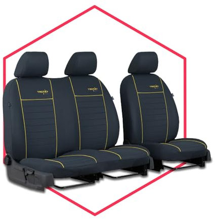 Saferide Autositzbezüge Universal Schonbezüge kompatibel mit Citroen Jumpy I bis 07 1+2 Bus Gelb Transporter Vordersitze