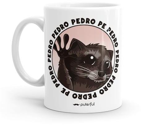 Puterful - Taza Meme Mapache Pedro - Pedro Racoon - Taza original para café - Resistente al microondas y lavavajillas
