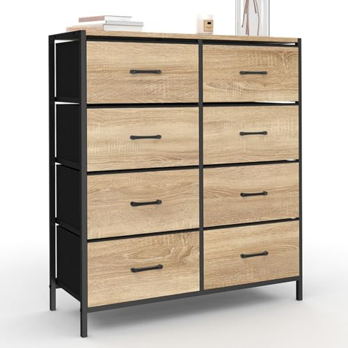 IDMarket - Kommode mit 8 Schubladen aus Stoff Utah 80 cm Aufbewahrungsmöbel Industriedesign