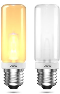 DoRight 200W E27 Röhrenförmige Halogenlampen Glühbirnen Warmweiß 2800K Dimmbar 2403 Lumen E27 Halogenlampen Frost Halogen Leuchtmittel für Studio, Schlafzimmer, Wohnzimmer, Büro 2er Pack, 230V