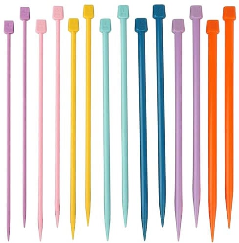 14Pcs Short Knitting Needle Set 25cm/9.8in - Knitting Starter Kit, Colorful Straight Knitting Needles 4.0mm to 10mm for Beginners, Perfect for Handmade Gifts, Arts and Crafts