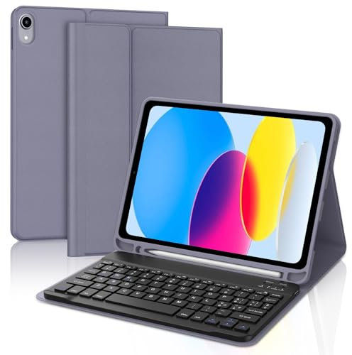 Occtingkind, Tastiera per iPad A16 2025 e iPad 10 Gen 2022, Custodia con Tastiera per iPad10.9/11, Cover Magnetica Staccabile Bluetooth Keyboard iPad10, Italiano Layout, USB C, Viola