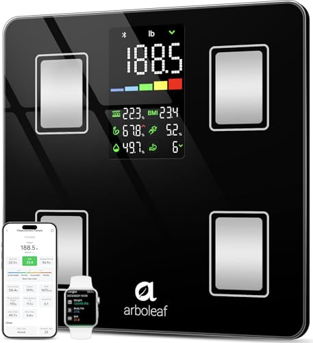 Arboleaf Smart Scale with BMI, Body Fat, Muscle Mass, Digital Bathroom Scale for Body Weight, 14 Body Composition Metrics, Large LED Display, Accurate Weighing Machine, App Sync, 400lbs, 11