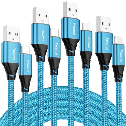 Short USB C Cable 4pcs 0.3M+0.3M+0.6M+0.6M Short USB A to USB C Cable Fast Charging Nylon USBC Charger Lead for iPhone 15, for iPhone 16 Pro, Samsung Galaxy S23 A55 A15 A13
