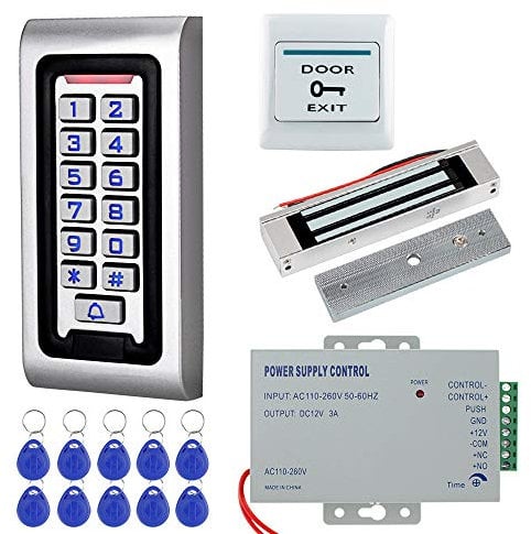 ReaIOKbii Kit de système de contrôle d'accès étanche avec serrure magnétique électrique de 180 kg, libération de sortie de porte, pour système d'entrée de porte simple