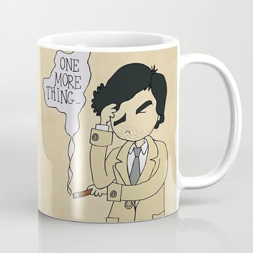 HSIRYAOHD Columbo Tasse mit Aufschrift Just One More Thing, Keramik-Kaffeetasse, 325 ml, Kaffeetasse, Tee-, Milchbecher, Geschenk