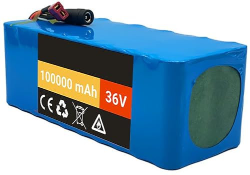 E-Bike Akku 36V 100Ah Elektrofahrra Lithium Batterie 36V 100AH wasserdichter PVC-Akku eingebauter BMS mit 42V Ladegerät für 36V 800W 750W 500W 350W 250W Motoren 36V 100AH,T