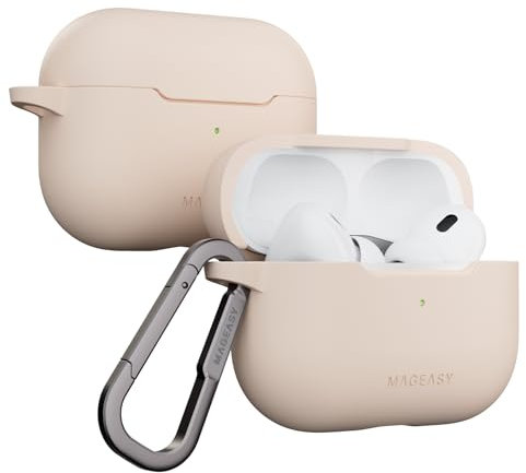 MAGEASY Design für AirPods Pro 2 Case – Stoßfeste Schutzhülle für AirPods Pro & Pro 2, fleckenresistent, glatt & hautfreundlich, unterstützt kabelloses Laden – Skin (Muschelrosa)