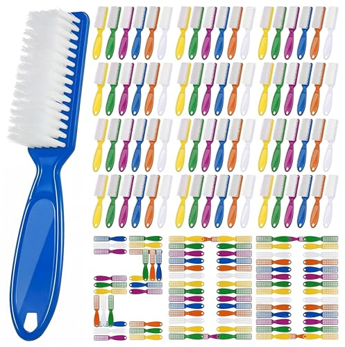 Patelai 200 Pcs Handle Grip Nail Brush Bulk Pedicure Brush for Feet, Toes and Cleaning Fingernail(6 Colors)