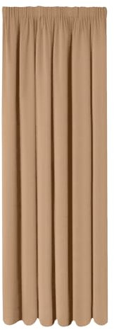 Oxford Homeware Blackout Curtains Living Room Pencil Pleat Readymade Beige Curtains 66x84 Inch Single Panel Bedroom Window Curtain Tape Top Thermal Insulated Kitchen Curtain + Tieback
