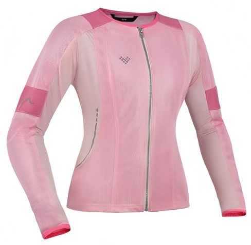 Chaqueta De Moto para Mujer, Transpirable, con Certificación CE, Almohadillas Protectoras Extraíbles Y Cremallera. Pink,M