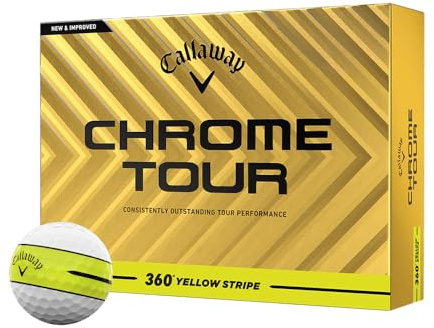 Callaway Golf Chrome Tour 360 Stripe Golfball, Gelb