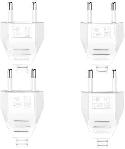 4 Stück Eurostecker Flach 250V 2.5A, Schuko Flachstecker Euro Stecker Schukostecker Haushaltsstecker Dekostecker Netzstecker zum Einbau oder Austausch