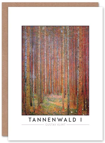 Artery8 Gustav Klimt Tannenwald I Fir Forest Painting Greeting Card – Decorative Nature Art Card