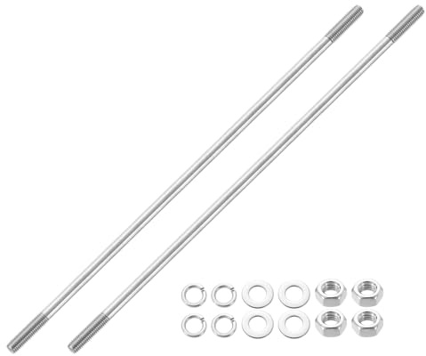 QUARKZMAN 2 Stück Stockschrauben M8 x 300mm, Doppelseitige Gewindestangen Madenschrauben Set 304 Edelstahl Gewinde mit Muttern und Flach- & Sicherungsscheiben für Montage Hauswartung