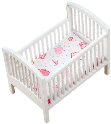 Puppenhaus Miniatur Holzbett Baby Puppe Wiege Bett Modell Winziges Holz Puppenbett Puppenhausmöbel Holz Spielwiege Für Puppen Kuscheltiere Weiß