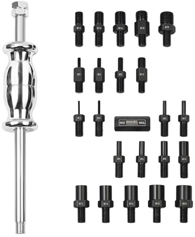 Alwalkee 24-Piece Slide Hammer Set, Dowel Pin Puller - Remove Bushings, Bearings, Dowel Pins, Seals, and Frozen Parts with Attachments