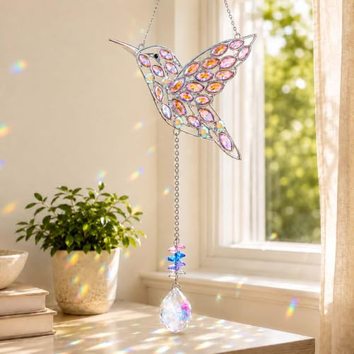 Kolibri-Sonnenfänger, Strass-Kristall-Sonnenfänger, hängendes Ornament, Fensterdekoration für den Innen- und Außenbereich, Haus, Garten, Party-Dekoration