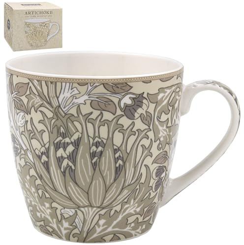 The Leonardo Collection William Morris Christmas Artichoke Breakfast Mug for Hot & Cold Drinks | Durable Coffee Cups for Home & Office | Easy-to-Hold Coffee Mugs for Beverages & Daily Use