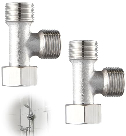 Lot de 2 Robinet WC 3 Voies, Connecteur de Tuyau 3 Voies Répartiteurs en T Dents Droites Valve De Connexion Réservoir de Chasse d’eau Dérivation De Toilette Vanne De Chasse pour Machine à Laver