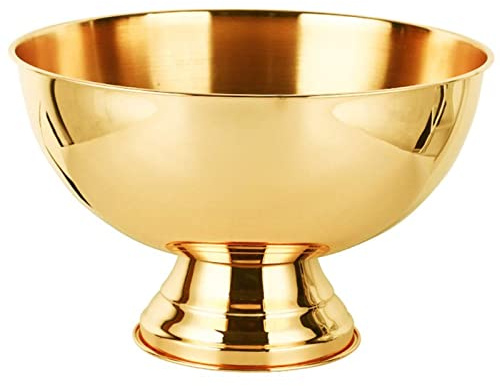Xilee Large Capacity Ice Pot Big Stailess Steel Cooler Bucket Bar, Footed Metal Champage Cooler/puch Bowl, Gold