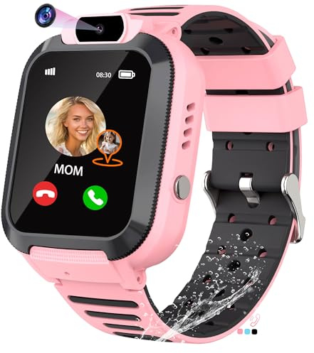 EUNICECG Reloj Inteligente Niño con GPS Localizador Juego Llamadas Teléfonos IP68 Impermeable Despertador SOS Cumpleaños Regalos Smartwatch para Niños Reloj Inteligente Niña Adolescentes