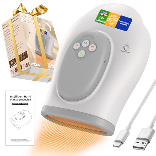 VqVozSua Full Hand Massager with Heat and Compression for Arthritis and Carpal Tunnel, Adjustable Hand Massage、 Temperatures、 Compression Models, Blood Circulation Pain Therapy Relax Relief Glove Gift