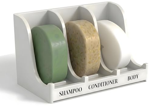 Porte-savon pour mur de douche, porte-savon à 3 compartiments [brevet en | Pour shampooing, après-shampoing et savon pour le corps, drainage rapide et antirouille, adhésif puissant pour une