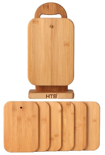 Bamboo Cutting Board Set for Kitchen,Small Cutting Boards with Holder,Serving Boards for Sandwich Cheese Meal Breakfast