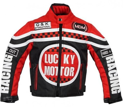 MDM Chaqueta de carrera para niño rojo, chaqueta de moto, chaqueta textil, rojo, 164