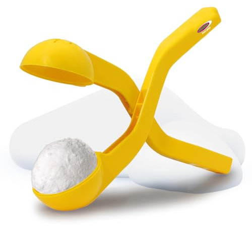 JAMARA 460396 - Snow Play Schneeballzange 38cm - Schneebälle (ca. 7 cm Durchmesser) in Sekunden Formen, nie Wieder kalte Hände, Schneebälle sind fluffig und Nicht so hart wie die Handgemachten, gelb