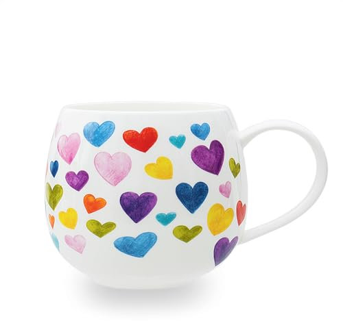 Stonelainy Heart Shaped Mugs for Coffee Cute Coffee Mug Heart Shaped Mug Colorful Bone China Coffee Cup Heart Gift for Mother's Day Women Mom Friends