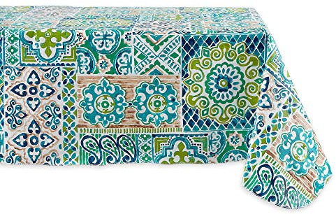 DII Spanish Print Collection Vinyl Mehrzweck-Tischdecke mit Flanellrückseite, rechteckig, 60 x 84 cm, spanische Fliesen