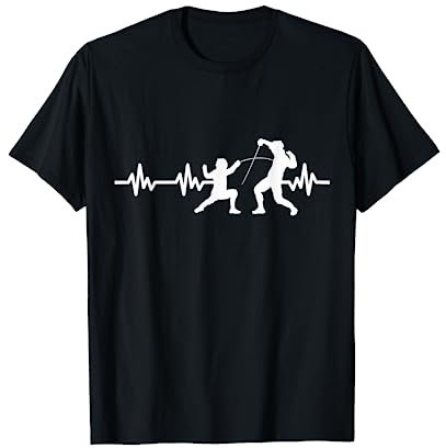 Herzlinie Fechtsport EKG Geschenk für Fechter Fechten T-Shirt