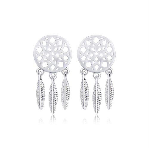 925 Sterling Silber Ohrringe,Ohrstecker Silber Frauenohrringe Traumfänger Koreanischer Modeschmuck Kreative Feder Übertrieben Exquisite Geschenk Urlaub Persönlichkeit Ohrringe Mädchen Herren