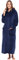 Alexander Del Rossa Fleece-Bademantel mit Reißverschluss vorne, Kapuzen-Bademantel für Damen, langer Bademantel, Marineblau, Medium