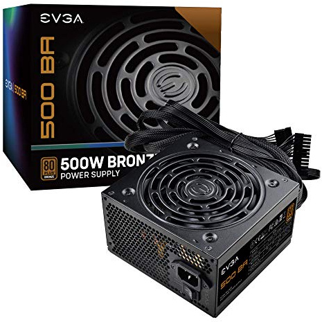 EVGA 500 BA, 80+ BRONCE 500W, 3 años de garantía, fuente de alimentación 100-BA-0500-K1