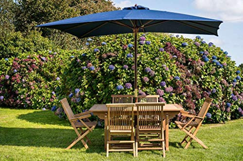 Navy Blue Rectangular 3m x 2m Wooden Garden Parasol
